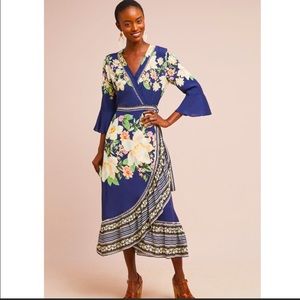 Anthropologie Farm rio blue wrap dress